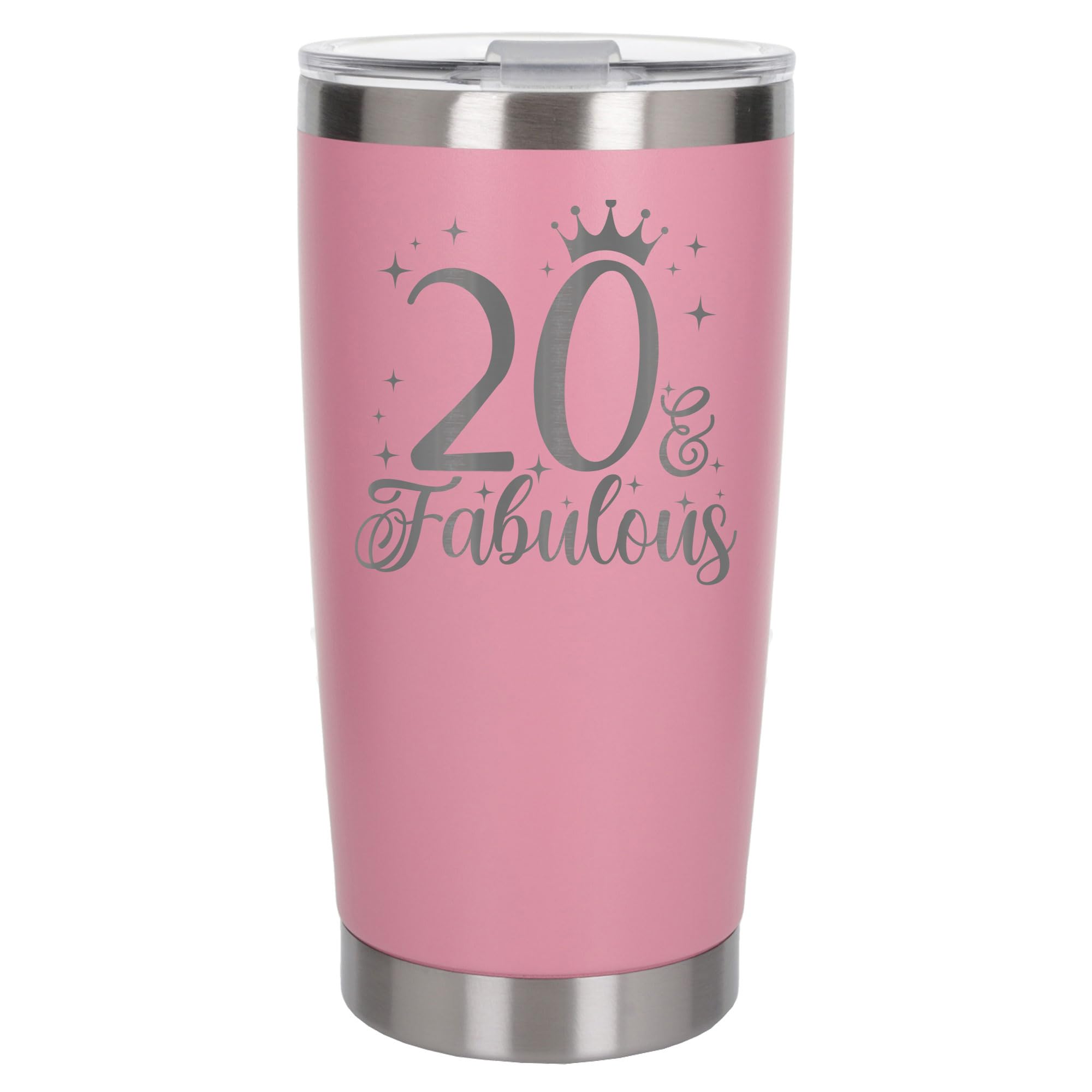 Always Looking Good 20th Birthday Gift 20 & Fabulous Engraved Insulated Travel Mug Gift for Her Present for 20 Year Old Light Pink Thermal Coffee Flask Travel Mugs with Lids