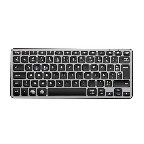 iClever Clavier Bluetooth, Clavier sans Fil, Compact, Ultra-Mince, Rechargeable, AZERTY