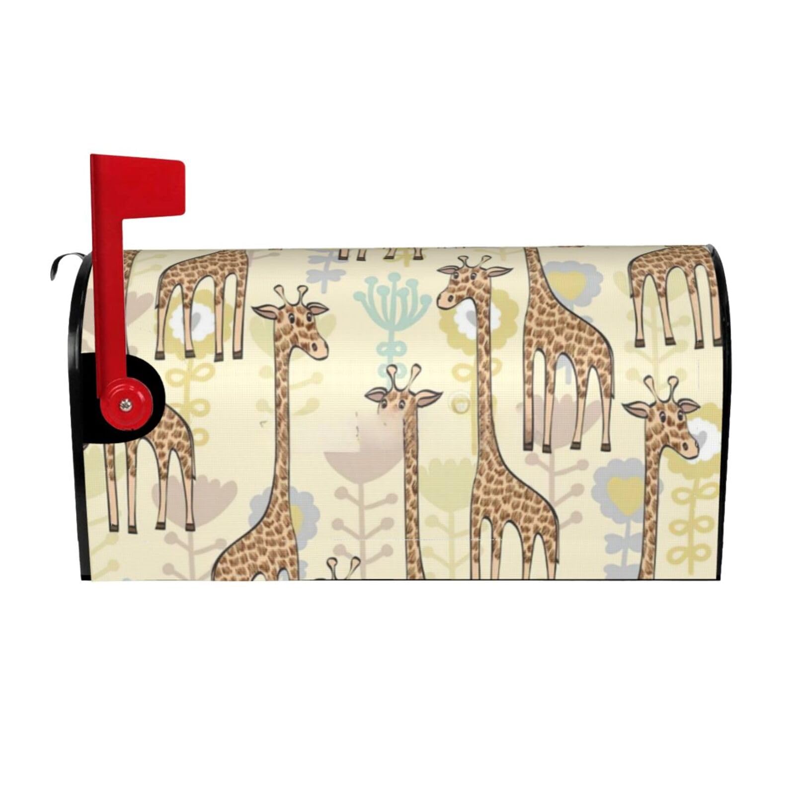 Hand Drawn Giraffes Print Mailbox Cover Wraps Post Letter Box Cover Decor For Outside Garden Yard Farmhouse Home