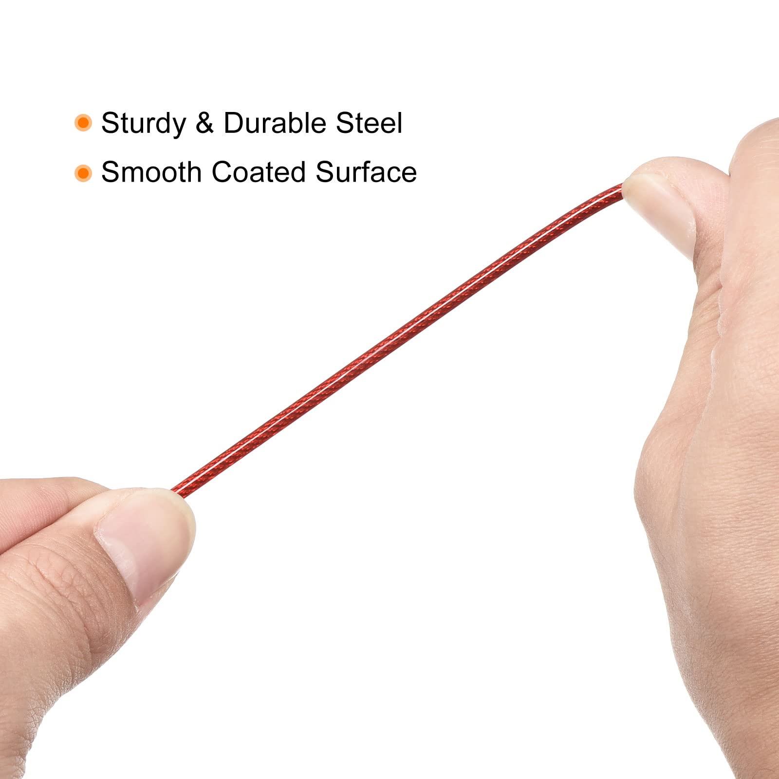 PATIKIL Security Steel Cable 2.5mm x 1m/3.28ft Coated Luggage Lock Wire Rope with Double Loop Red, 2.5mmx1m - Image 3