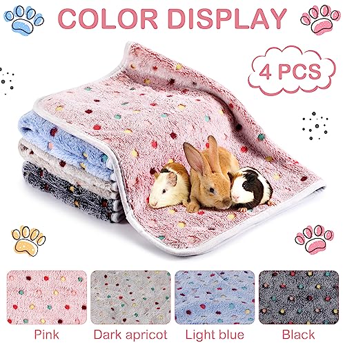 Image of Reginary 4 Pcs Waterproof Guinea Pig Blankets Washable Small Animal Fleece Bedding Guinea Pig Cage Liners Reusable Training Pads Pet Pee Pad Sleep Mat for Hamster(Colorful Dot,24 x 16 Inch)