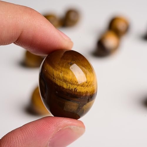 Miniatura 3 de Ainuosen Cristales curativos de ojo de tigre amarillo pulido natural de 1 libra, piedras de cristales curativos de 0.8 a 1 pulgada, rocas