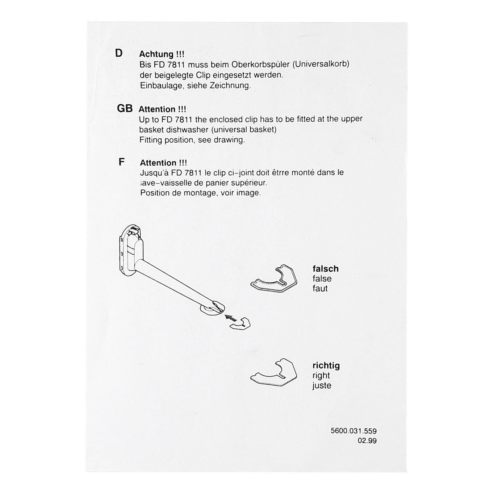 easyPART Kompatibel/Ersatz für BOSCH 00298594 Sprüharm oben Geschirrspülerarm aus Kunststoff Sprüharmrohr Spülmaschine Geschirrspüler Siemens 298594 Sprühkopf-Ankopplungsstück Balay Neff Constructa