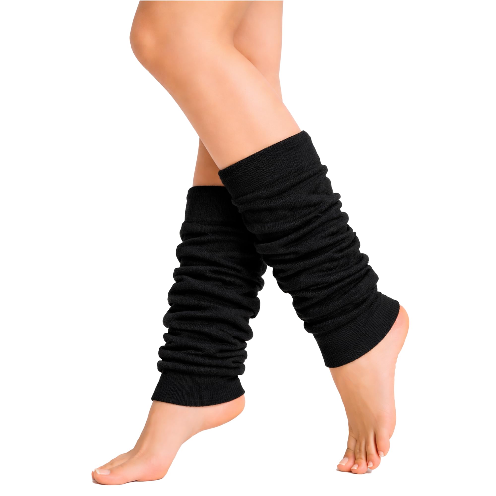 The Fancy Dress Angies Fashion Luxurious Ladies 80's Dance Plain Ribbed Leg Warmers Neon Leg warmers in Hot Pink 12 Colours (Black)