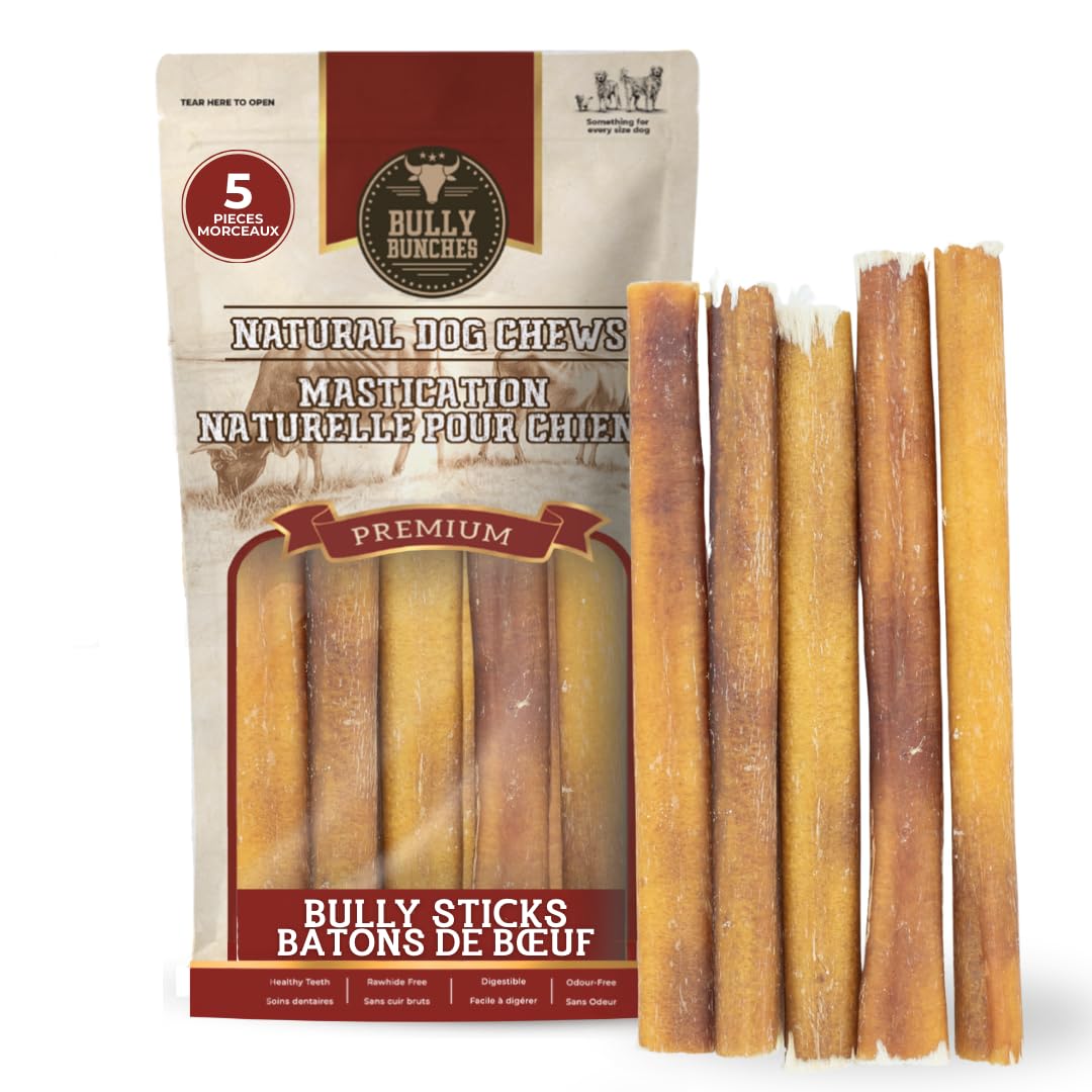 Bully Bunches Premium (6" Standard - 5 Pack) Odour-Free, Consistently Sized Bully Sticks for Small & Medium Dogs & Puppies, Long-Lasting Oral Care Chews, All-Natural Single-Ingredi image 7
