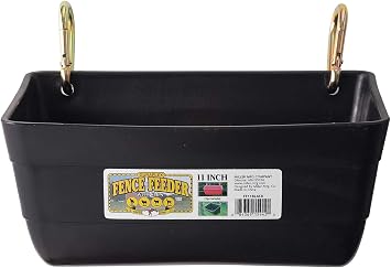 Little Giant Plastic Fence Feeder | Pig Feeder | Clip On Fence Feeder | Mountable Feed Bucket | 4.5 Quarts | Black