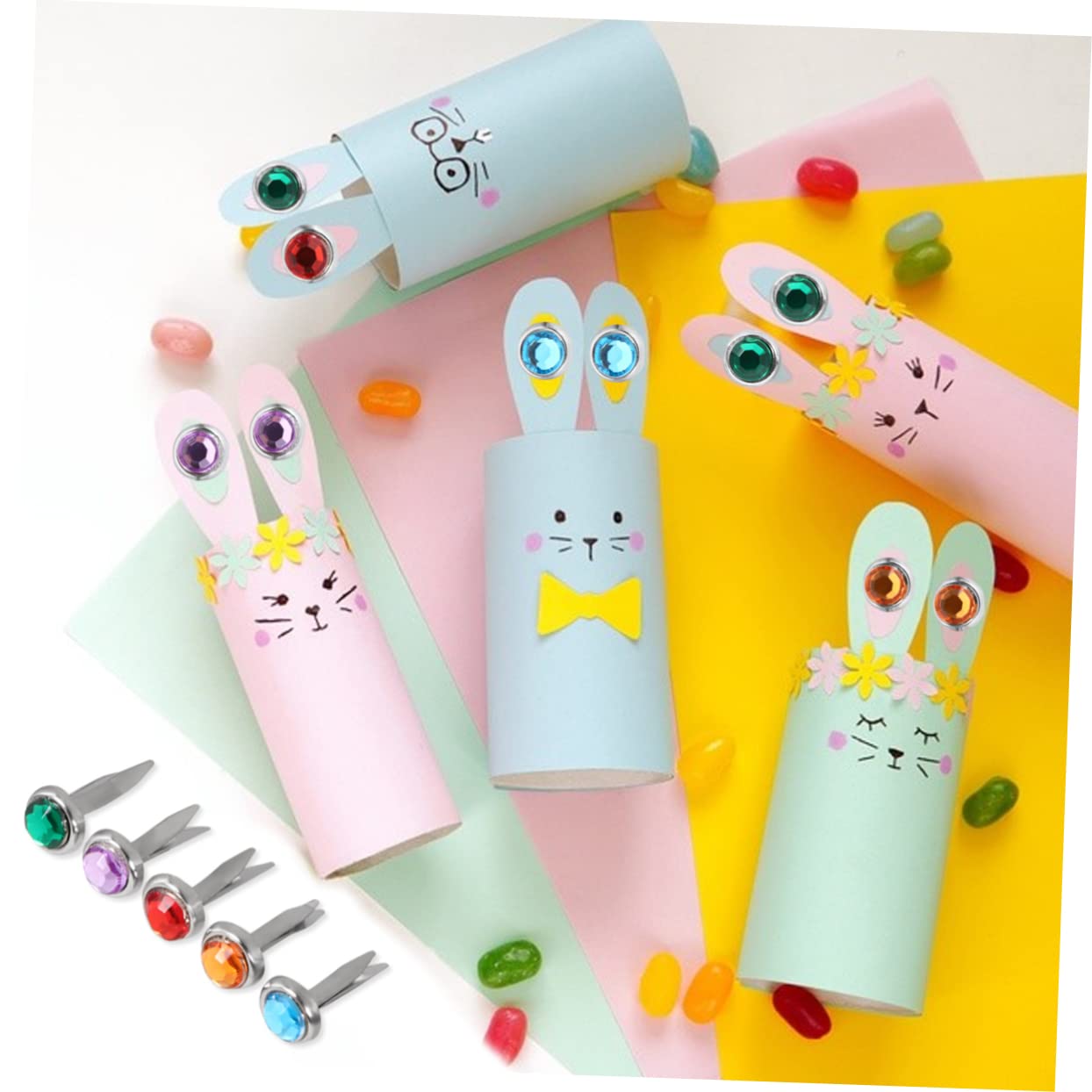 IWOWHERO Handmade Decorative Brads 50pcs Tack Nails for Paper Crafts Scrapbooking DIY Projects