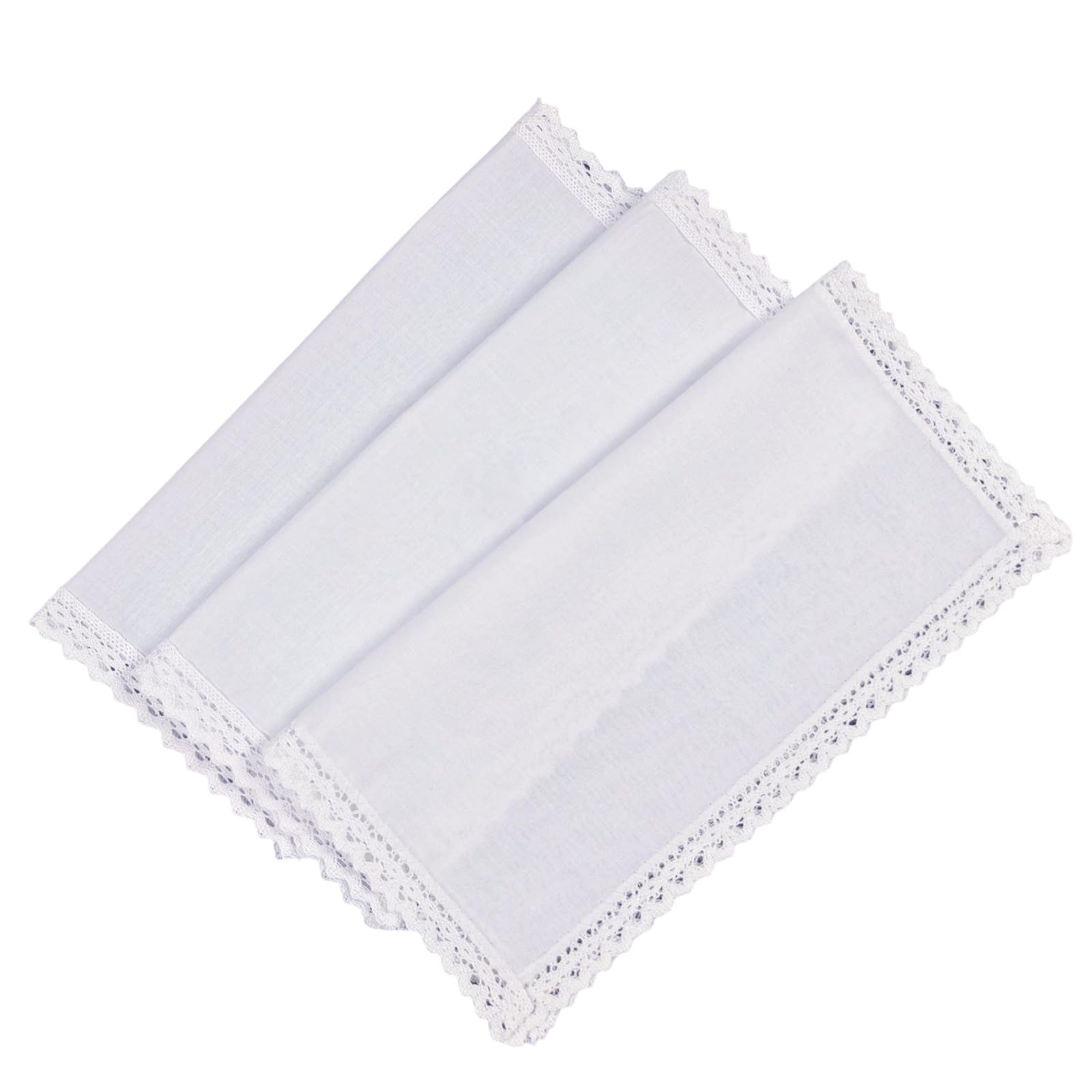 YROHGKPN Hanky Trio Set for Weddings Crochet Edged Cotton Bridal Anniversary Wedding Handkerchief Lace Trim