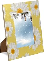 Vista 4 de Lindos marcos de fotos de margaritas de 4 x 6 pulgadas, marcos de fotos de madera con margaritas de flores, marco de fotos de escritorio pequeño