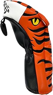 Perfk ゴルフクラブヘッドカバー保護スリーブ傷防止交換タグ付きタイガー型ゴルフウッドヘッドカバーゴルファーギフト