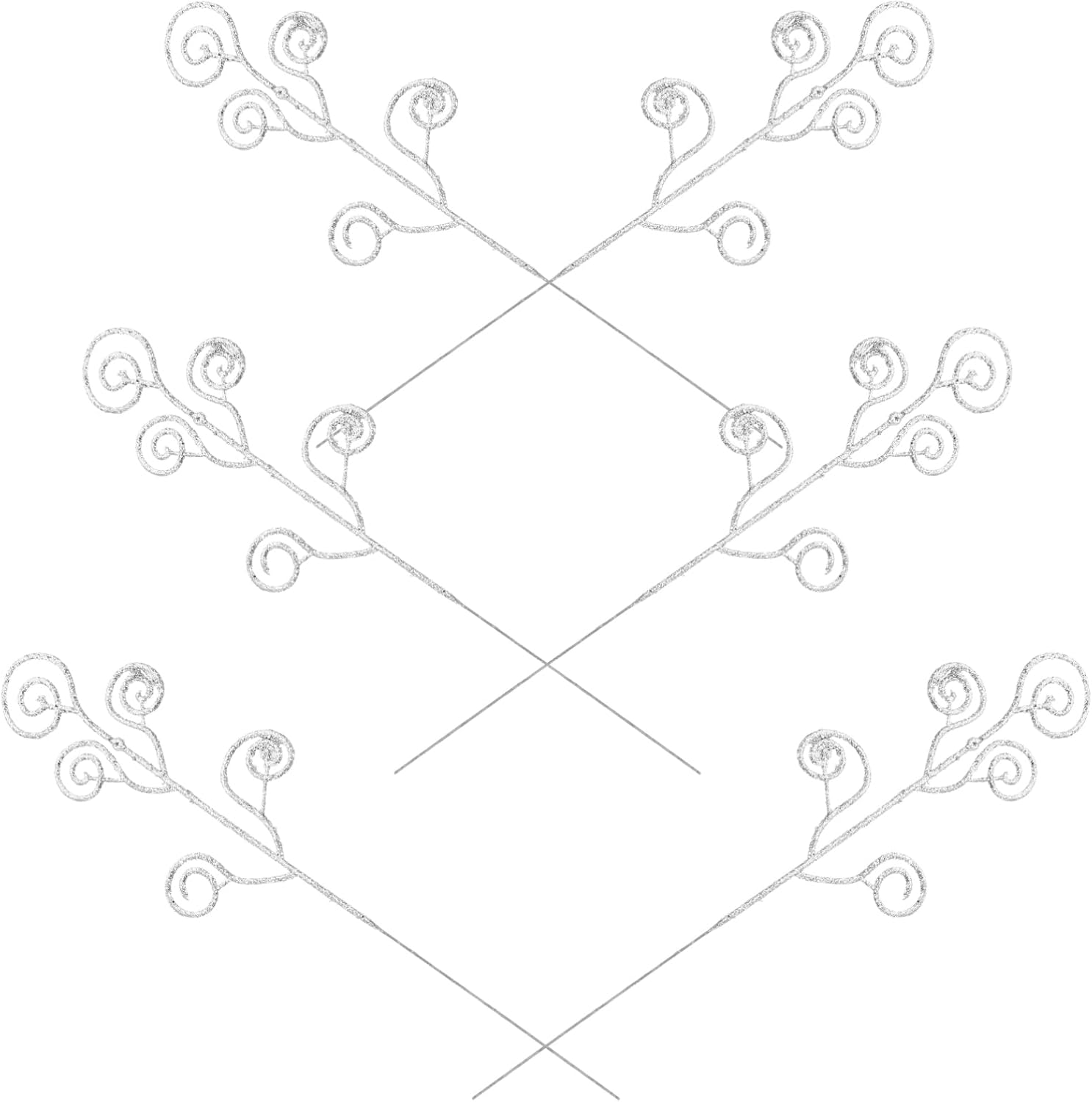 Luxshiny 6pcs Glitter Twigs Picks for Christmas Tree Decor Artificial Candy Shape Branches for Holiday Crafts DIY Floral Arrangement Ornaments Decoration Supplies