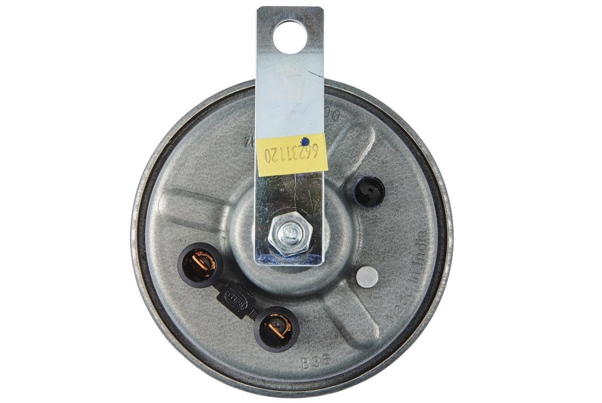 HELLA 3BA 002 768-001 Clacson, B36, 80V, 116dB(A), Gamma frequenze 335Hz, Tono basso, Avvisatore acustico, colore alloggiamento/sede grigio, Attacco piatto ad innesto
