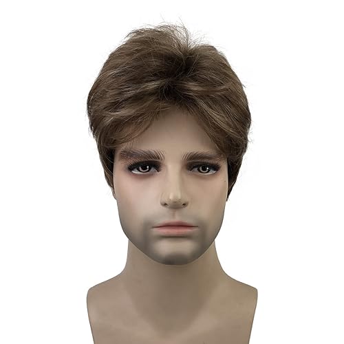 Miniatura 2 de Lydell Peluca de cabello sintético lacio natural corto para hombre (12TT26 marrón claro con reflejos)
