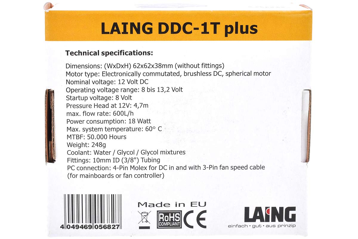 Alphacool Laing Ddc-1Plust/12V - Pompa Wodna (62 X 62 X 38 Mm, 12V) Czarny
