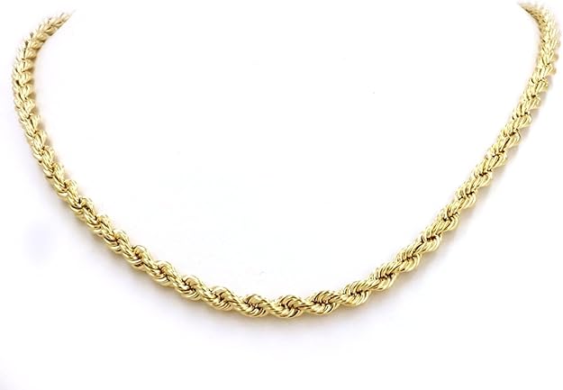 Collana Uomo In Oro Giallo 10kt - Catena Corda 5mm, Taglio - Foto 12