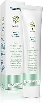 Masik Natural Mint Toothpaste – Whitening & Sensitive Teeth | Dead Sea Salt | Stain & Plaque Remover | Bleeding Gums & Canker Sore Care | Fluoride & SLS-Free | Non-Foaming | Made in Israel
