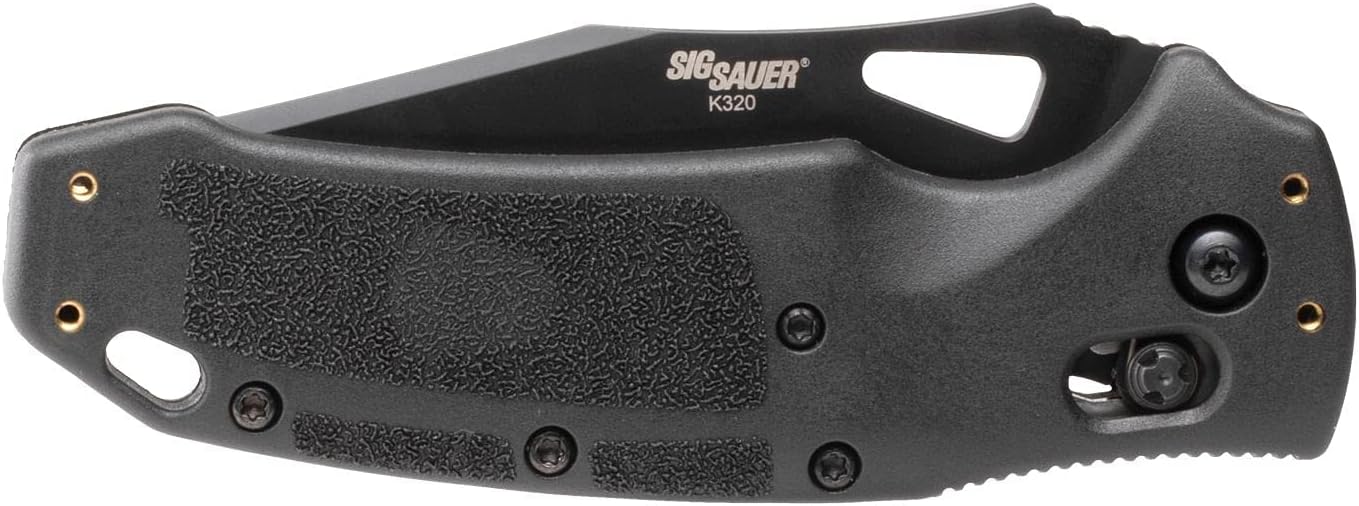 Hogue SIG K320 Nitron 3.5” Folder CPM S30V Tanto Blade Black Cerakote Finish, Stippled Polymer Frame ABLE Lock Manual Knife, Black - 36360