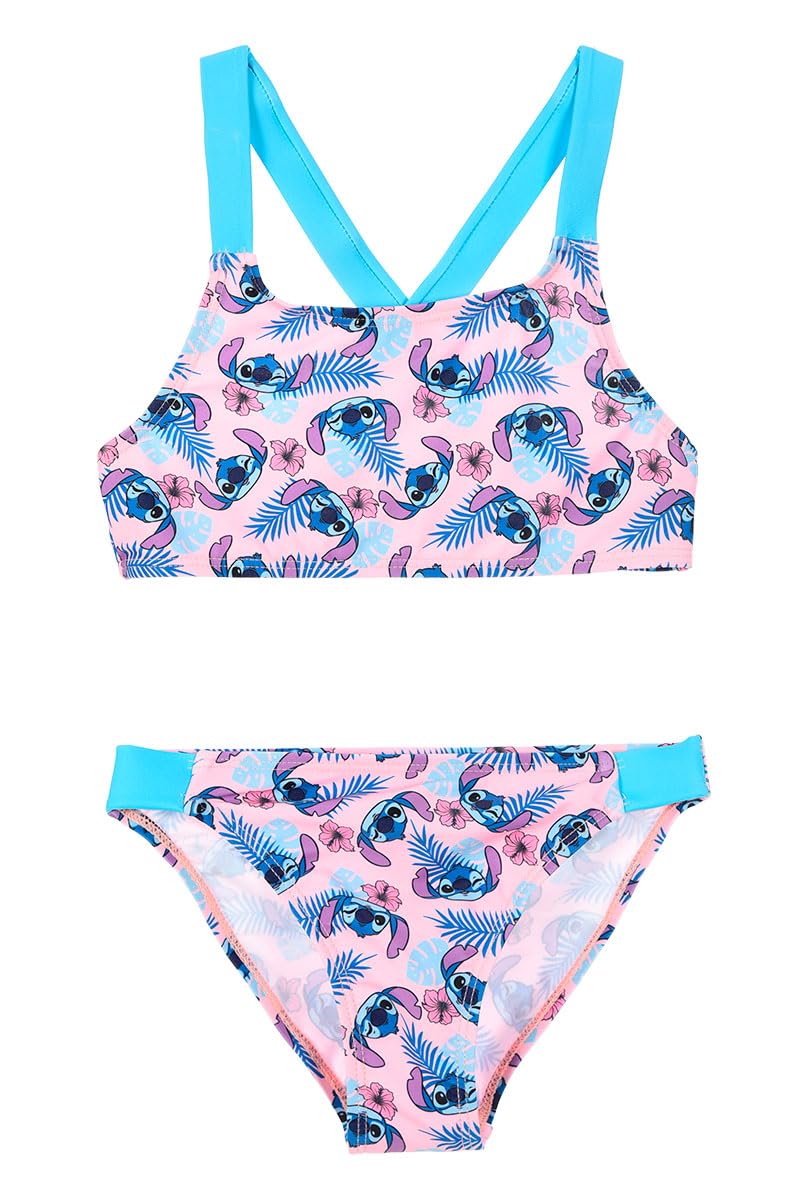 Disney Stitch Bikini pour Filles, Maillot de Bain Deux Pièces D'été pour Enfants et Adolescentes, Tailles 6 à 12 Ans