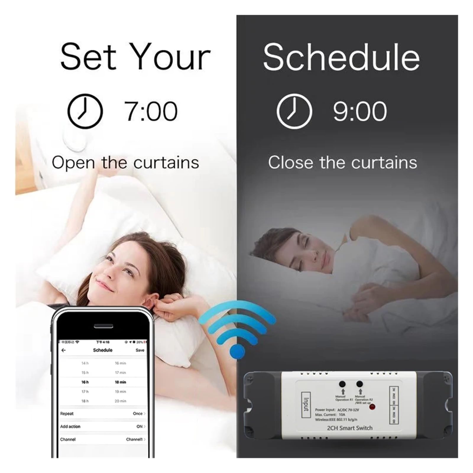 Interruttore Smart Opener APP telecomando for porta del garage cancello supporta Alexa Echo Google Home controllo EWelink + RF 433 MHz(AC85-250V and Remote)