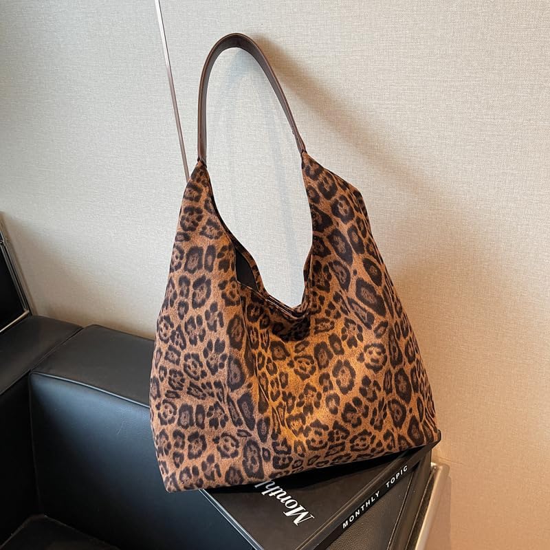 Leopard Print Tote Bag with Leopard Purse | Large Capacity Durable Faux Suede Shoulder Bag for Women, Travel, Shopping & Daily Use - Image 5