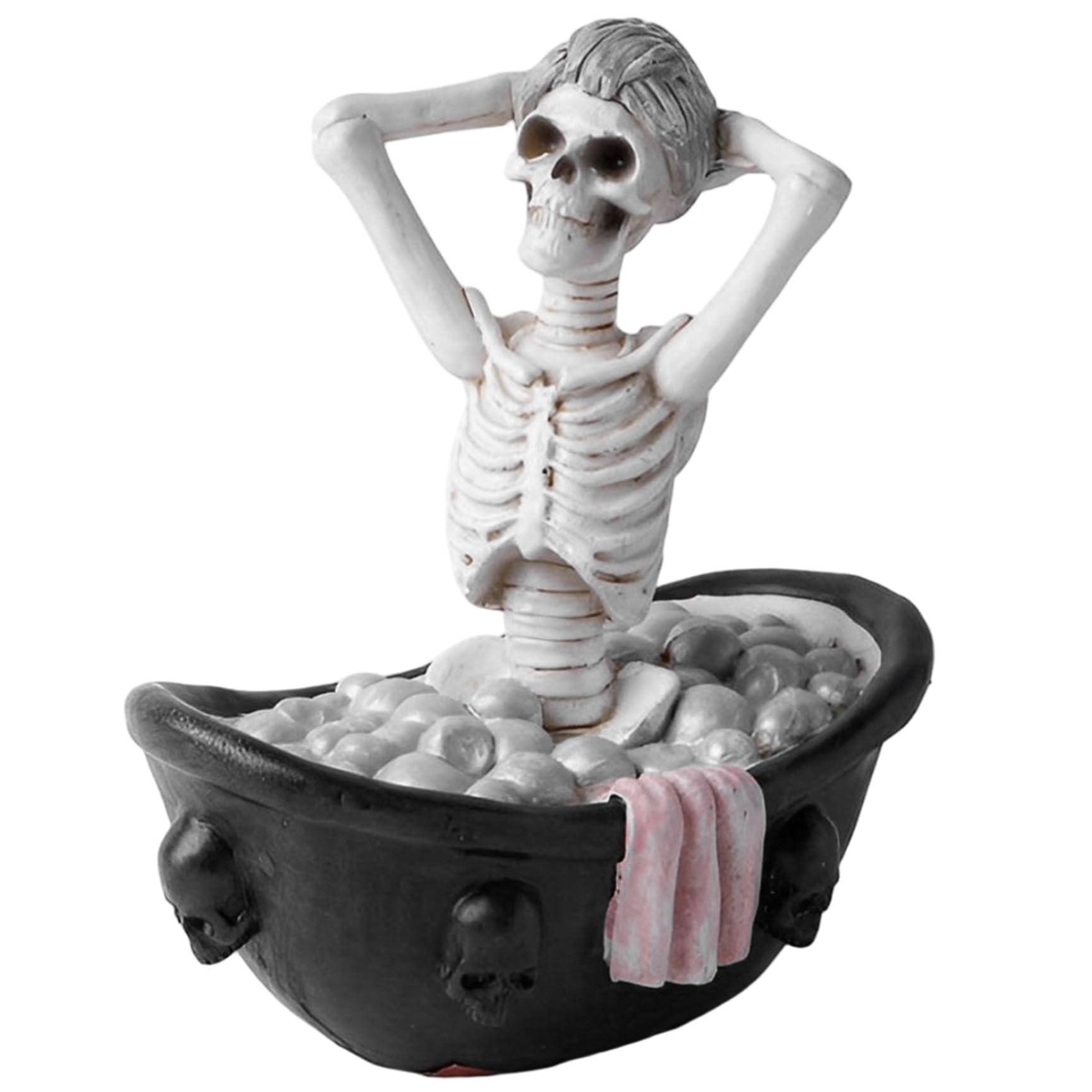 Muzrunq Halloween Decorations, Gothic Skeleton Figurines in the Bath Tub Skull Statue Resin Halloween Skeleton Figurine for Home Desktop Decorations