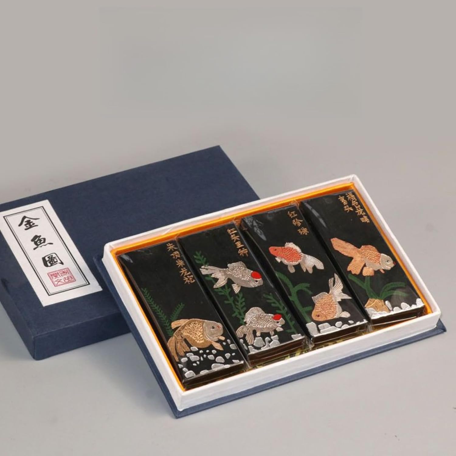 4PC with Gift Box Pine Smoke Ink Calligraphy, 8cm 3.2in, Ink Stick Beginner Practical