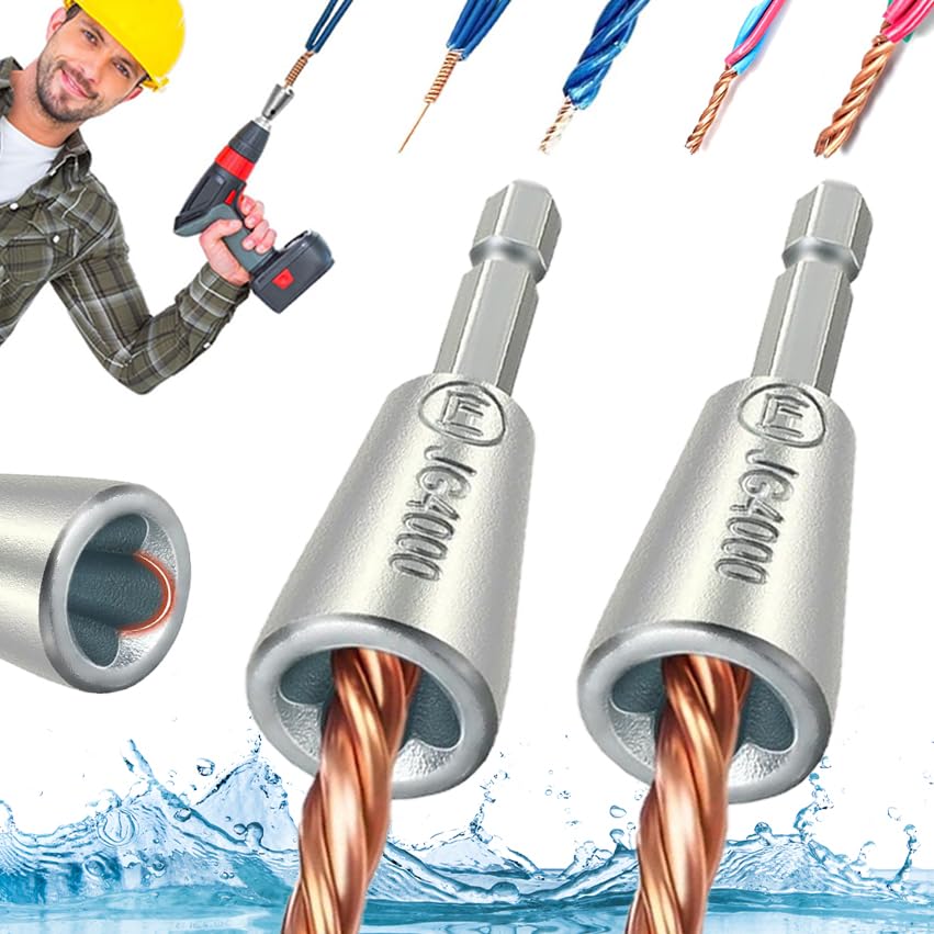 Wire Twisting Tool for Drill,Wire Twister Tool Electrician’s Fast Automatic Wire Connector, Wire Stripper Tool Wire Stripping and Twisting Tool for Power Drill,Cable Quick Stripping (2PCS)