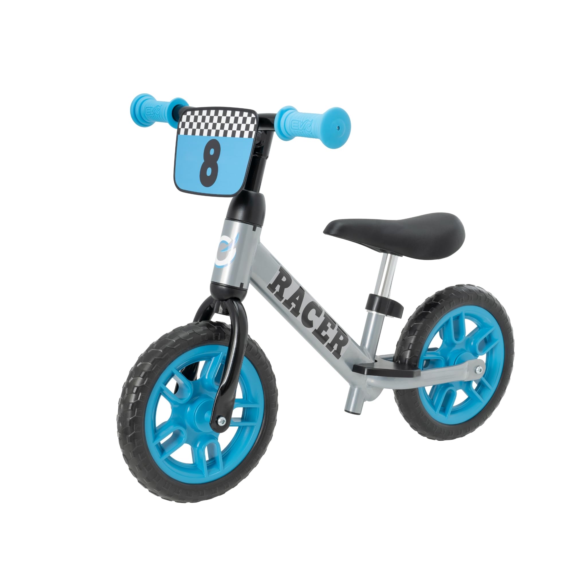 Evo Children's Racer Balance Bike | Lightweight Kids' Walking Bike with Adjustable Seat & Handle Height | Toddler Bicycle for Ages 2+ | 10 Inch Wheels | Blue
