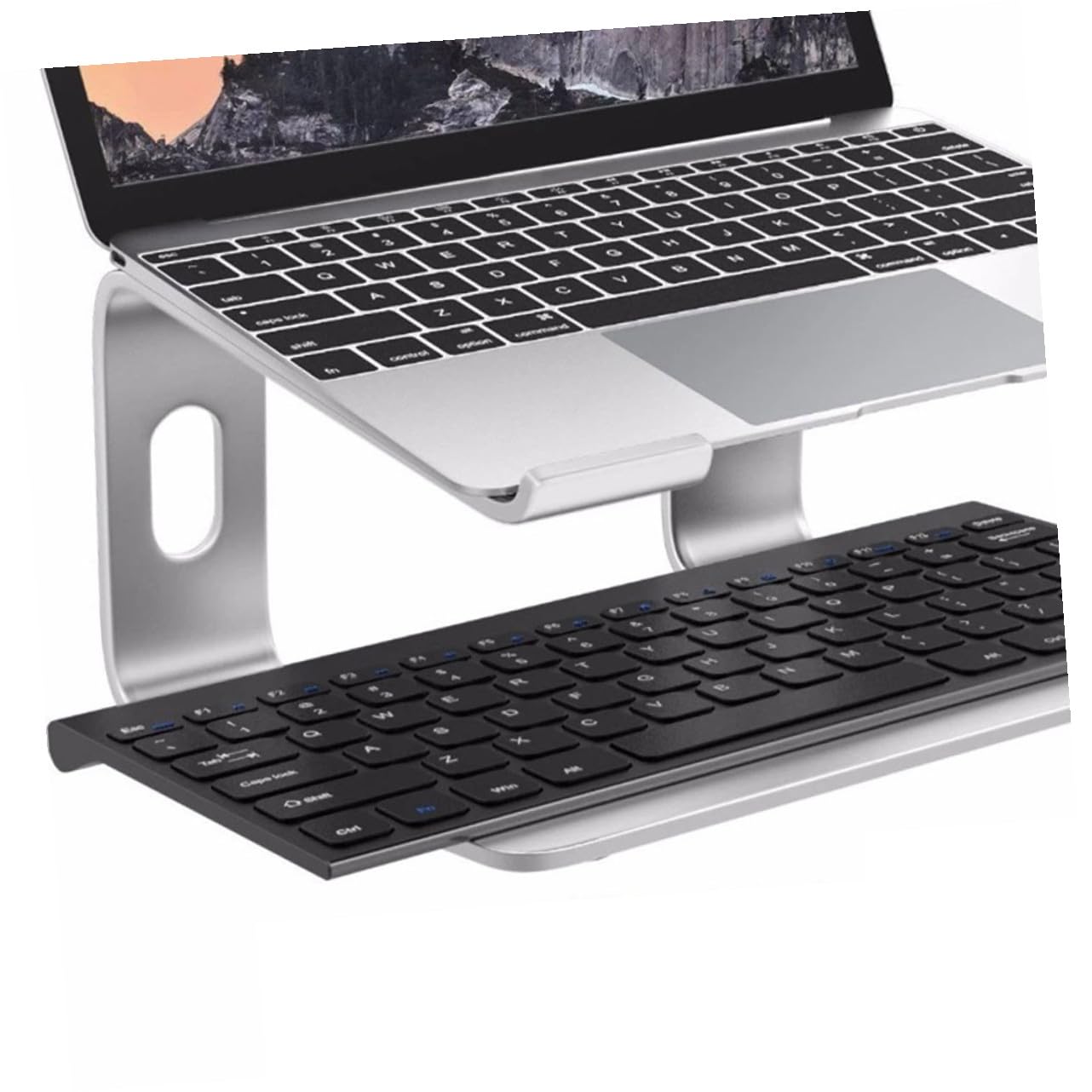 Soporte Ventilado de Aleación de Aluminio para Portátil Plata | Almohadillas Antideslizantes Protectoras, Diseño Ligero, Uso en Oficina y Restaurante