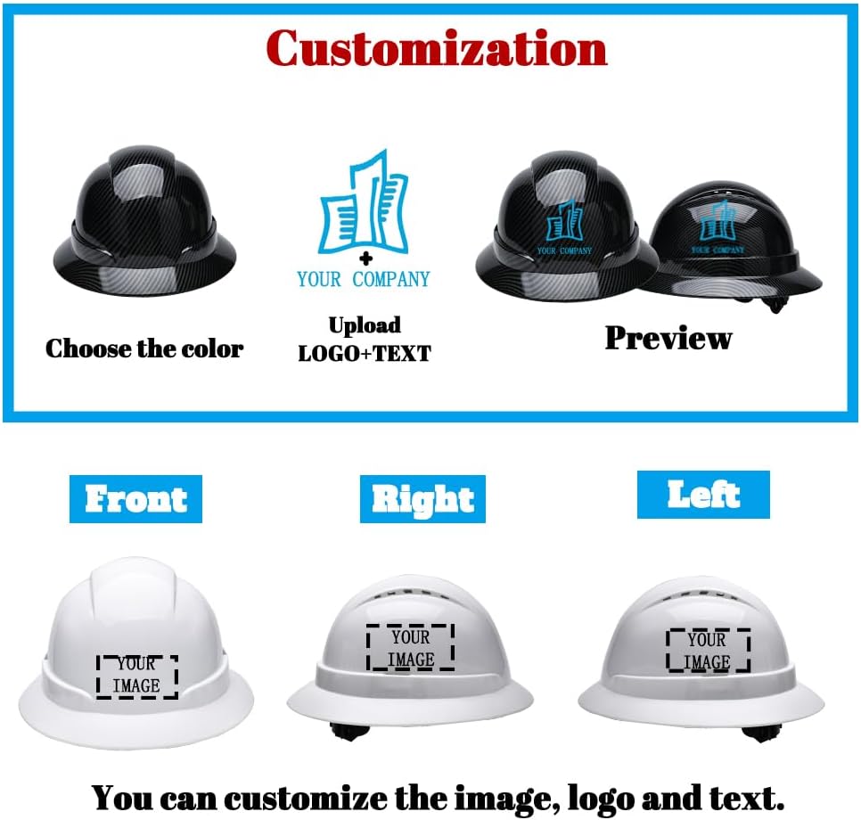 Custom Construction Work Safety Helmet Full Brim Hard Hat Suspension Hard Hat with Vents