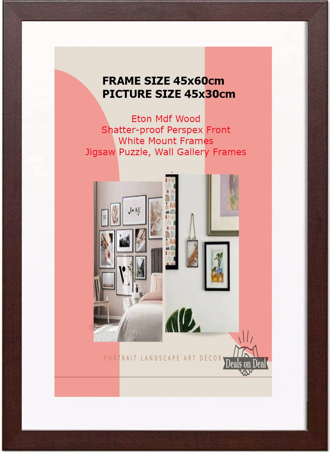 DEALS ON DEAL Poster frames 45x60cm with Mount for 45x30cm | Clear Acrylic Solid Wooden Picture Frames | Jigsaw Puzzle Wall Décor display Horizontally or Vertically