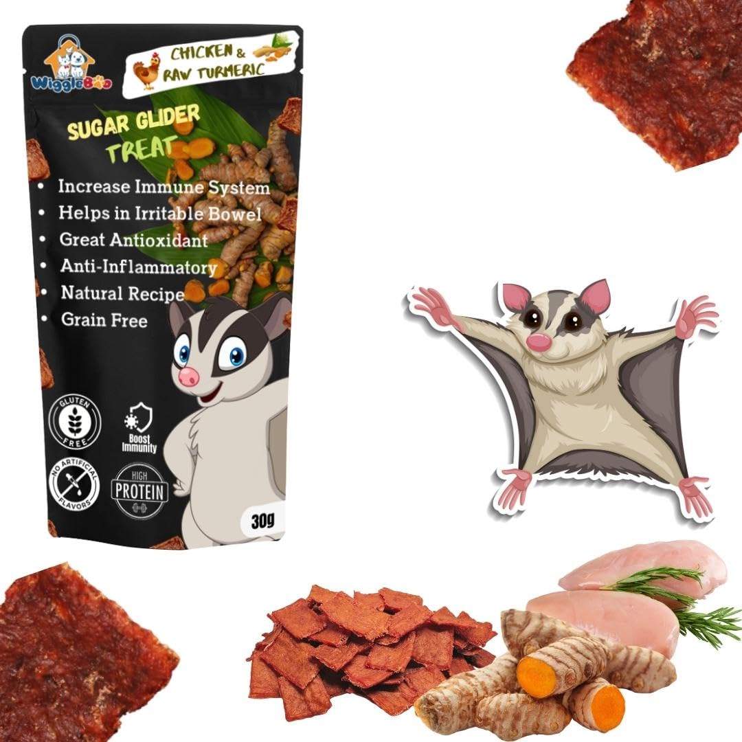 WiggleBoo Chicken & Raw Turmeric Suger Glider Treat | Protein Rich | Fiber Rich | Crunchy Healthy Snacks | 30g