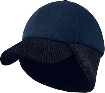 LCZTN Wool Winter Baseball Cap with Warmer Earflap for Men & Women Outdoor Ski Visor Beanie Hat