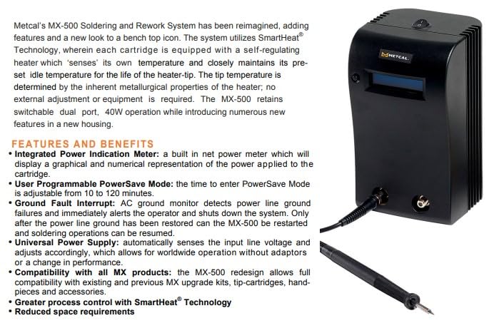 Metcal MX-500S Soldering/Rework Station with MX-RM3E Handpiece