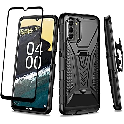 SOGA Compatible for Nokia G400 5G Case with Holster Belt Clip Hybrid Shockproof Protective Phone Cover with Kickstand - Black Cover