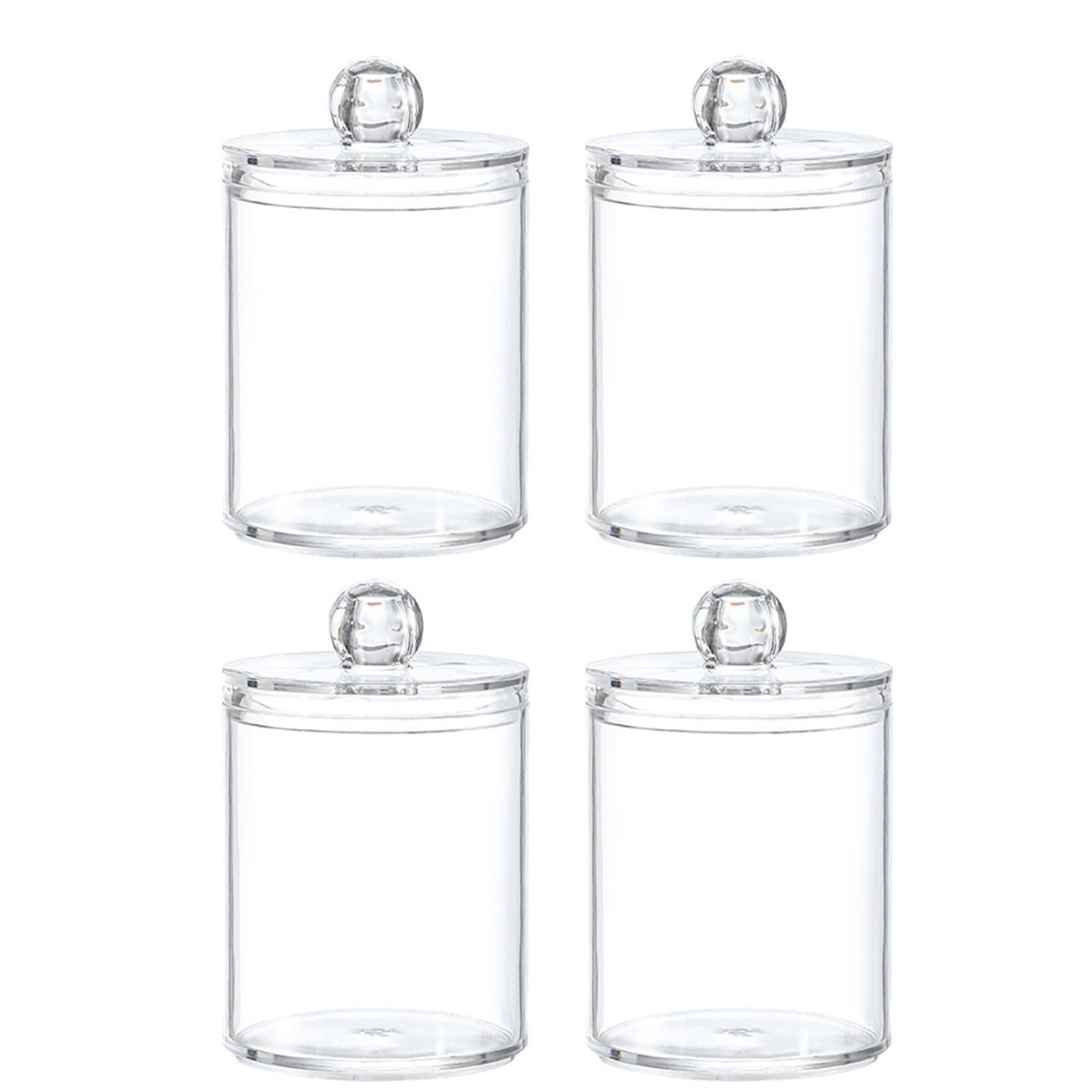EVAWOIFN Cotton Swab Holder Circular Cotton Swab Box Transparent Plastic Cover Simple Toothpick Beautiful Ball Dental Floss Stick Jewelry Storage(4pcs)