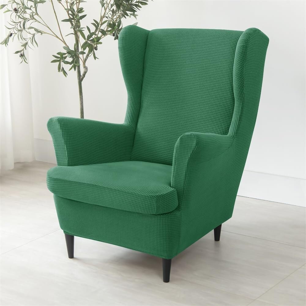 Jacquard Stretch Wingback Chair Covers 2 Piece Wing Chair Armchairs Covers