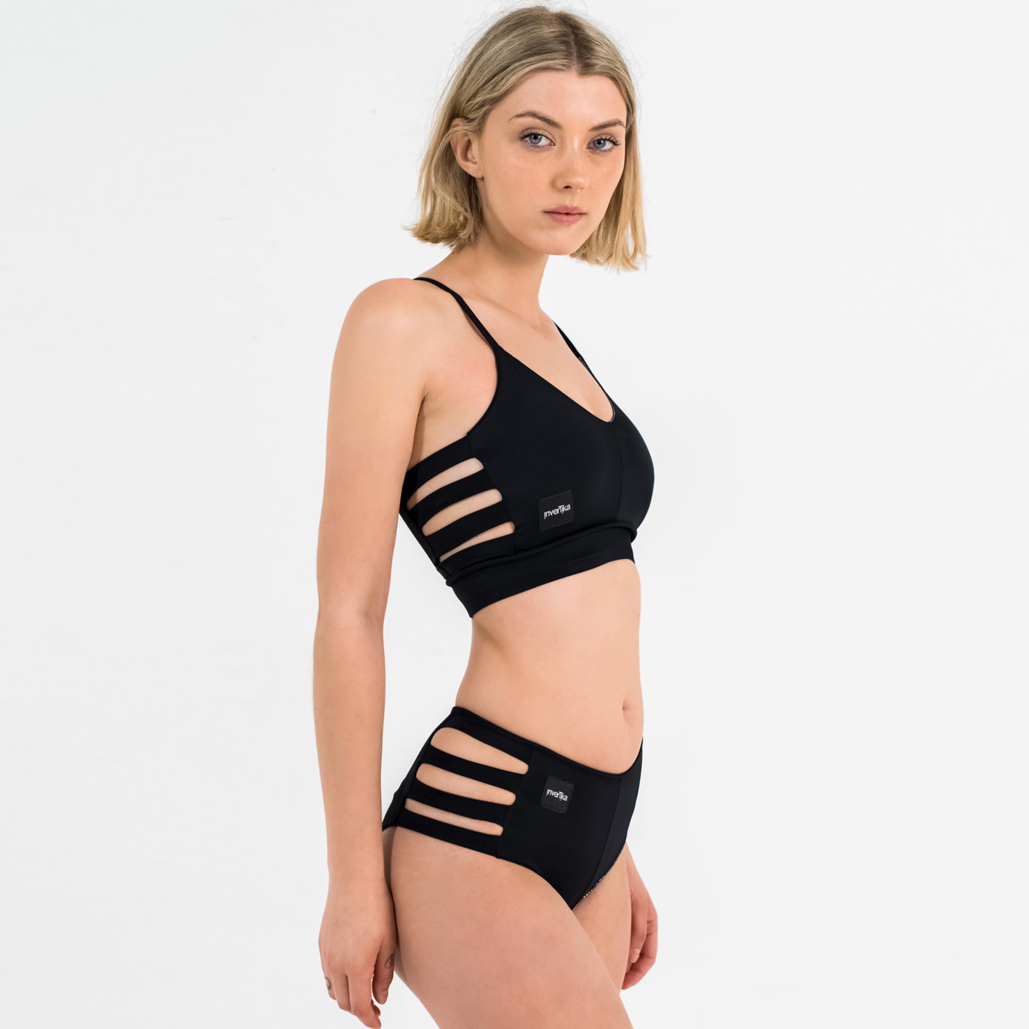Invertika Completo Top Donna - Slip Donna - Intimo Sportivo - Pole Dance in Tessuto Stretch Contenitivo Double Face Reversibile Made in Italy