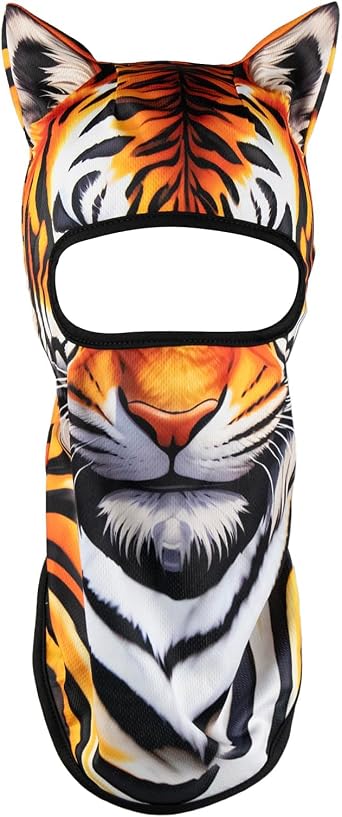 Animal 3D Print Head Mask with Standing Ear Halloween Funny Face Cover Costume for Adults Cosplay Party One Size