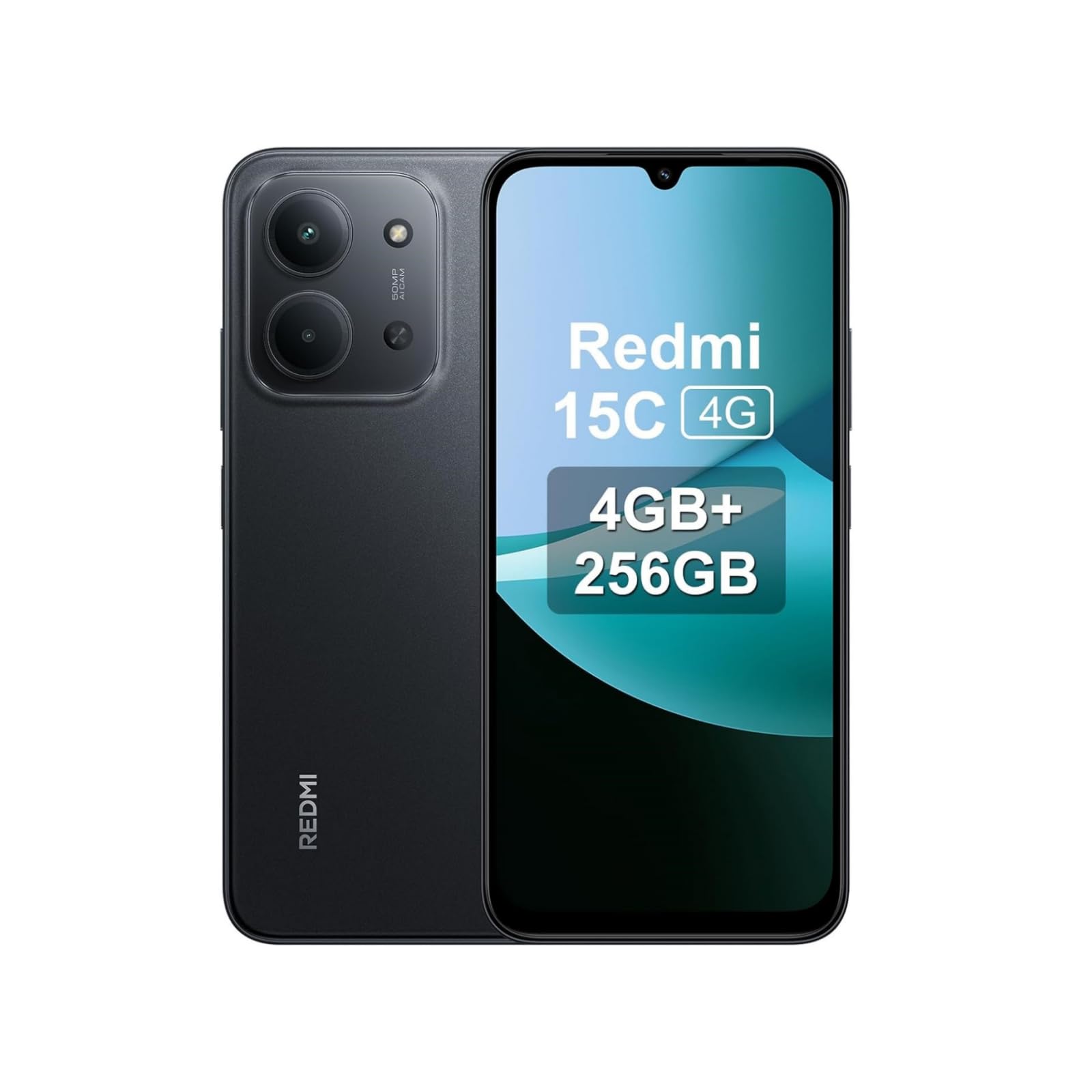 XIAOMI Redmi 15C – Smartphone de 4+256GB, Cámara Dual con IA de 50 MP, Pantalla inmersiva de 6,9″ 120 Hz, Potente procesador octacore, Carga rápida de 33W, Cargador no Incluido, Negro (Versión ES)
