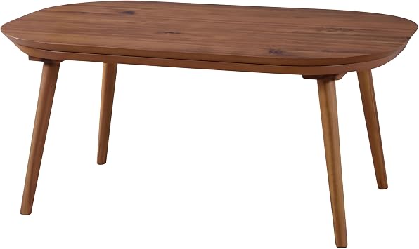 AZUMAYA Kotatsu Heater Table KT-106، W35.5 x D27.0 x H16.2 بوصة ، مادة خشبية أكاسيا صلبة طبيعية مع سطح طاولة مستديرة الشكل ، المنزل والمعيشة ، لون خشبي طبيعي