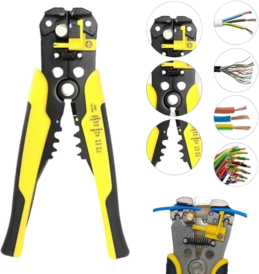 Alicate Desencapador Automático 3 em 1 Profissional Autoajustável Crimpador Cortador de Fios 0,2 a 6mm Ferramenta para Eletricista Precisa e Sem Danos - Linha Premium