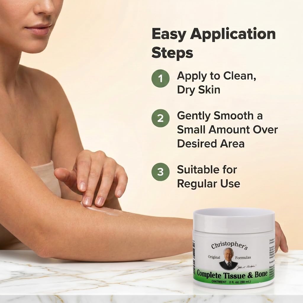 Christopher's Original Formulas Complete Tissue & Bone Ointment, Herbal Blend for Skin & Connective Tissue, 2 oz Jar