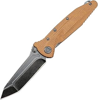 EF55 Pocket Knife Folding Knife Micarta Handle D2 Steel Blade Folder EDC Tool Knife for Working Camping with Clip (Micarta Brown)