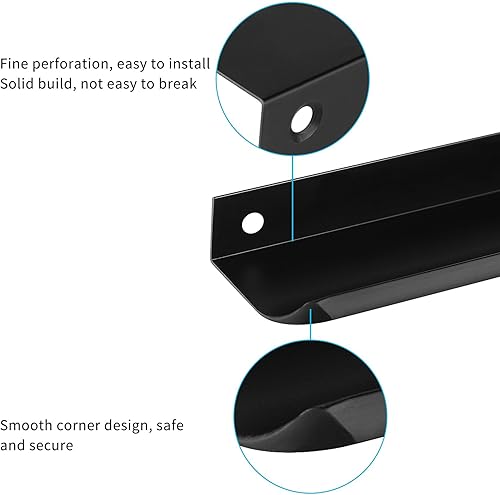 Miniatura 4 de HONGYUN Paquete de 10 tiradores de dedo para gabinetes ocultos, cocina, baño, cajón, color negro, 4.724 in, manijas negras de gabinete