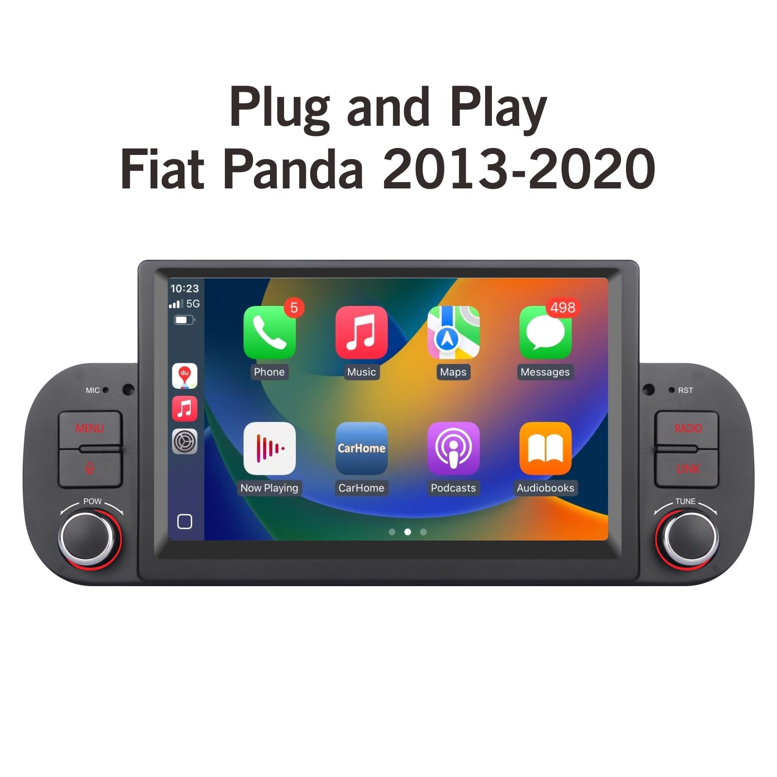 Autoradio Fiat Panda 2013-2020 Display Touch Screen Linux, Wireless CarPlay Android Auto, Avvio Veloce, AM FM RDS Mirror Link Bluetooth 5.0 DSP Canbus