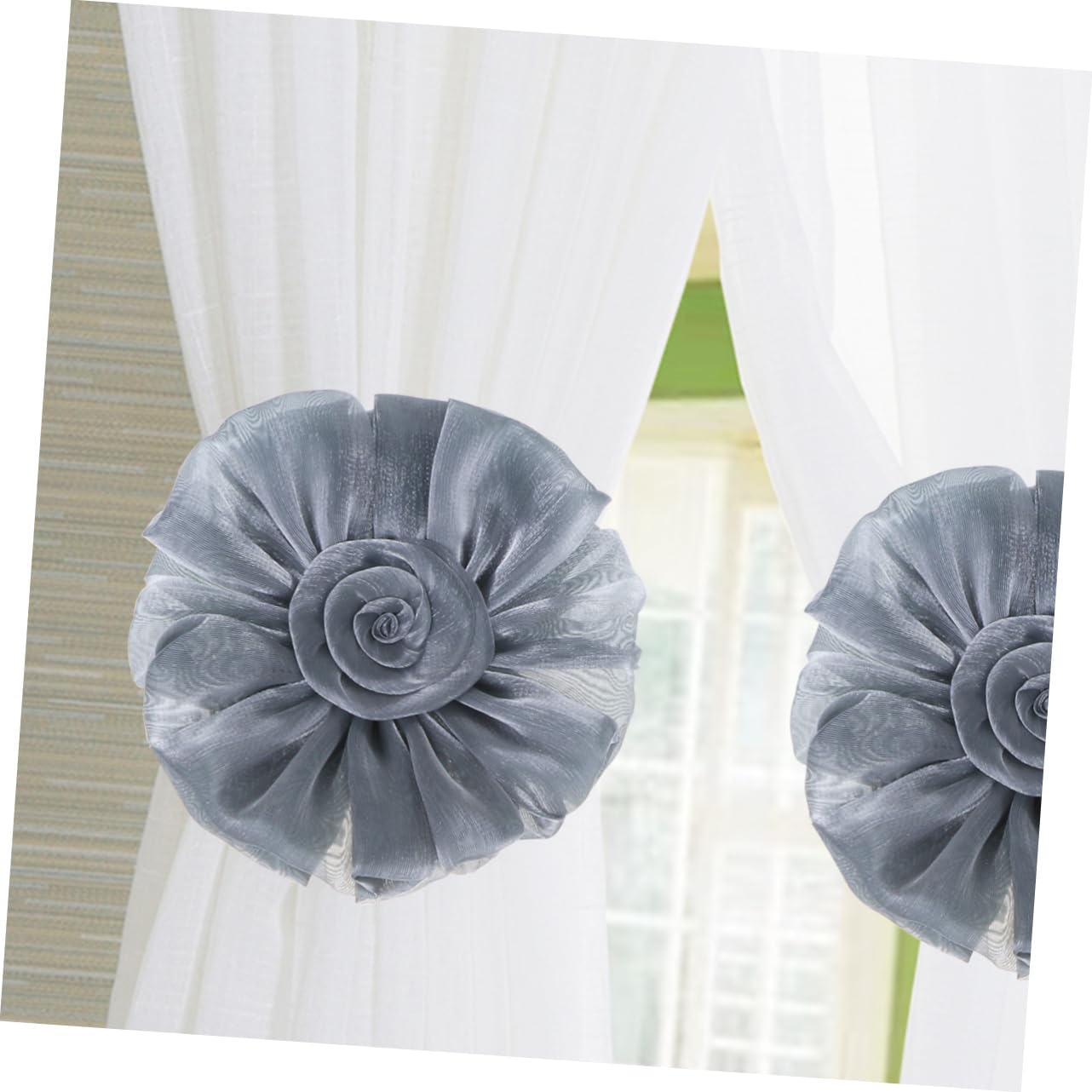 Boucle de Rideau Créative 2 Pièces en Tissu, Forme Fleur