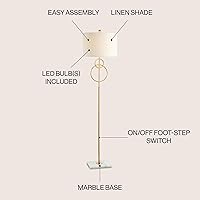 Vista 2 de JONATHAN Y Lámpara de pie LED de hoja dorada de 60 pulgadas con base de mármol, luz de pie contemporánea para sala de estar, dormitorio, pantalla