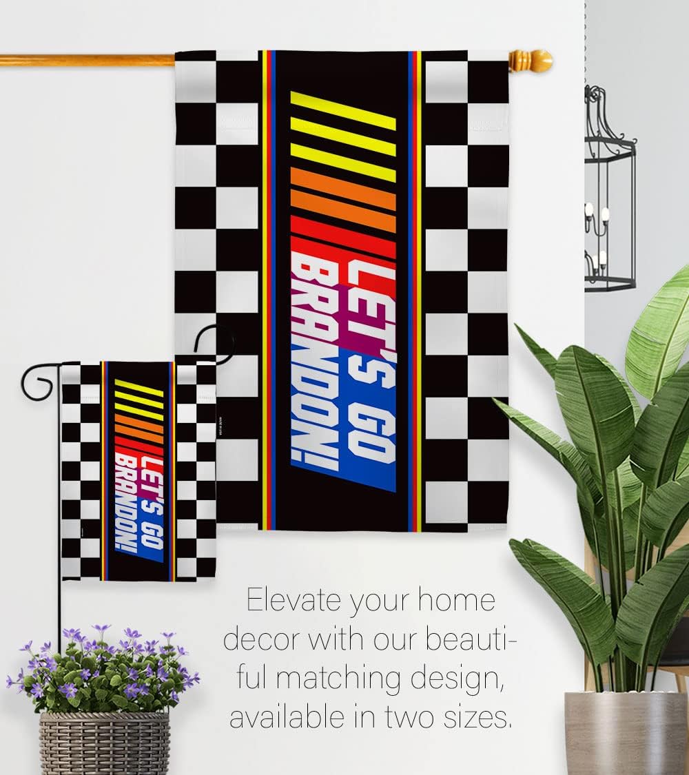Race Let's Go Brandon Garden Flag Set with Stand Americana Political President Democrat Republican Tea Party United State American Election House Yard Gift Double-Sided, Made in USA