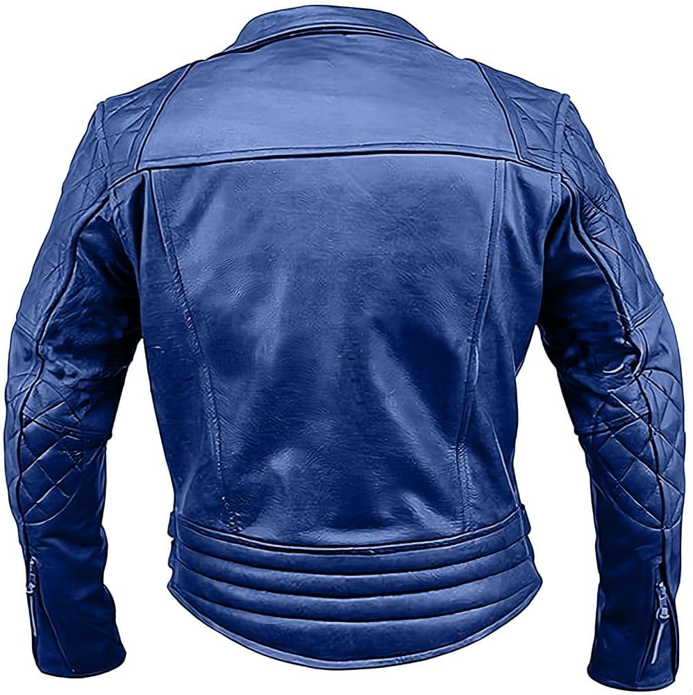 Men’s Leather Motorcycle Jacket Cafe Racer Classic Lapel Style Collar Lambskin Biker Brando Leather Jacket - Image 2